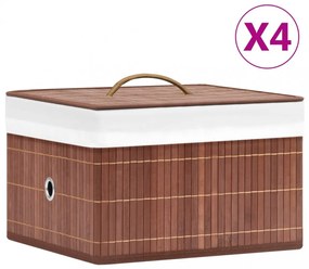 vidaXL 4 db barna bambusz tárolódoboz