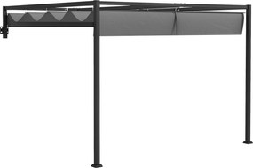Outsunny Pergola Pavilon 3x4m Visszahúzható Tetővel és Folyóka Lyukakkal, Acél és Poliészter Kertipavilon Sárral és Csatlakozókkal, Sötétszürke | Aoso