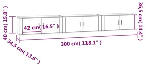 3 db füstös tölgy színű fali TV-szekrény 100 x 34,5 x 40 cm