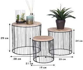 3 db virágtartó állvány készlet, átm. 19/23/28 cm, fekete/beige