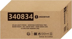 Aigostar - LED napelemes karácsonyi dekoráció LED/0,59W/3,7V 100 cm IP65 meleg fehér
