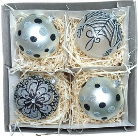 Üveg karácsonyfadísz 4 db 10 cm. Csak 1 Szett