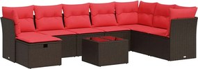 vidaXL 9 részes barna polyrattan kerti ülőgarnitúra párnákkal