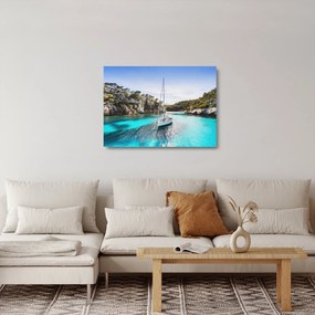 Üveg kép - Strand vitorlással (70x50 cm)