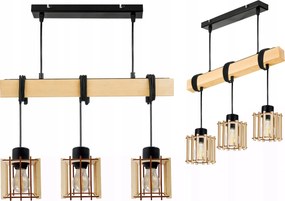 Lámpa fa függeszték mennyezeti Csillár Túlnyúlás Loft Fa 3x E27