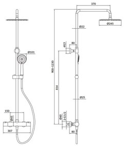 Cersanit S951-340 CITY termosztátos zuhanyszett, fényes króm