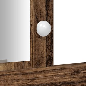LED Lámpás Öltözőasztal Régi Fa 102x33x135 cm