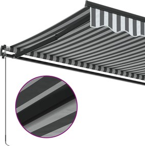 Antracitszürke és fehér kézzel kihúzható napellenző 400x350 cm