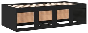 fekete kanapéágy fiókkal matrac nélkül 100x200 cm