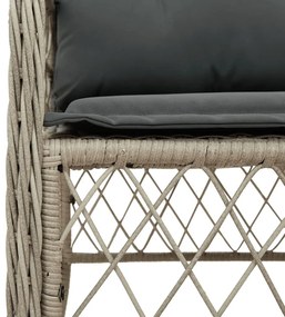 3 részes világosszürke polyrattan bisztrógarnitúra párnákkal
