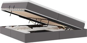 vidaXL Ágy tárolóval és matraccal matracmal Szürke 200 x 200 cm Műbőr