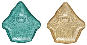 Karácsonyi Üvegtál szett 2 db-os mézeskalács házikó forma díszdobozban Sweet Christmas