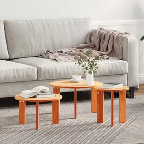 Dohányzóasztal 3 pcs Viaszbarna 47.5 x 47.5 x 27 cm