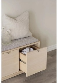 Szürke-natúr színű ülőkés cipőtartó tölgyfa dekorral Confetti – Rowico