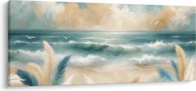 Kép – Festett strand lágy színekben (120x50 cm)
