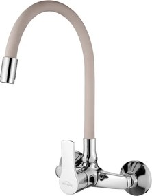 Invena Verso, falra szerelhető konyhai csaptelep 150mm elasztikus karral, bézs-króm, INV-BC-82-E3S-L