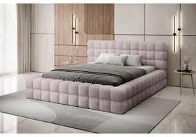 Világos rózsaszín kárpitozott ágyneműtartós franciaágy ágyráccsal 180x200 cm Dizzle – ELTAP