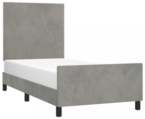 világosszürke bársony ágykeret matrac nélkül 80x200 cm