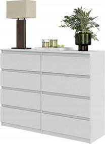 Komód Gabriel 8 Fiókos Fehér Matt 120 CM