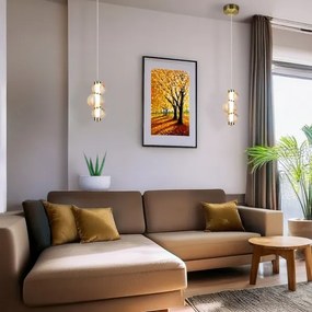 LED zsinóros csillár BOLLA LED/12W/230V átm. 16 cm arany/füstös bézs