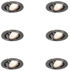 Modern fegyverszürke beépíthető spotlámpa szett, 6 db, GU10, 50mm, kerek, dönthető - Cisco