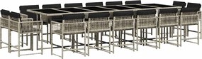 vidaXL 17 részes szürke polyrattan kerti étkezőgarnitúra párnákkal