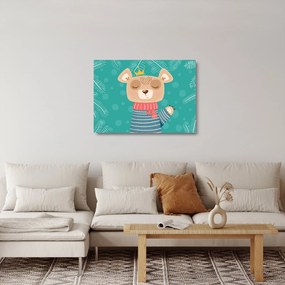 Kép - Integető mackó (üvegen) (70x50 cm)