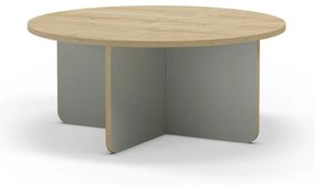 Világoszöld-natúr színű kerek dohányzóasztal tölgyfa dekoros asztallappal ø 80 cm Hillary – Marckeric