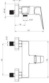 Deante BQL_040M - BLUR zuhanycsaptelep fényes króm