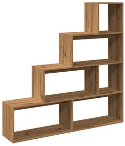 4 szintes kézműves fa elválasztó könyvespolc 143,5x29x143,5 cm