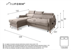 Türkiz bársony kinyitható sarokkanapé (bal oldali) Sweet Harmony – Miuform