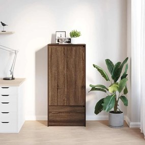 barna tölgy szerelt fa szekrény fiókkal 55,5x34x119,5 cm