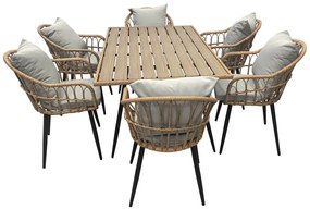 Kerti asztal 160x95x74 cm., fém műrattan, polywood asztallap