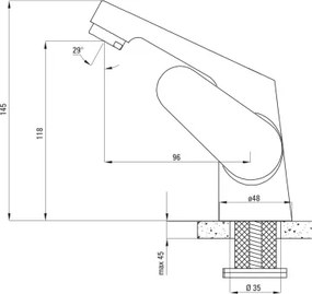 Deante - Függesztett mosdó JASMIN 45,7x36,4 + LEMON mosdócsaptelep