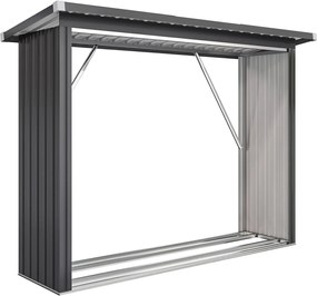 Outsunny tűzifatároló, acél, magasított padló, ferde tető, 213 x 66,5 x 150 cm, sötétszürke