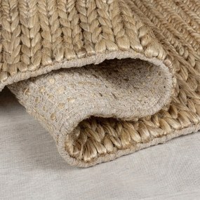 Natúr színű kézi szövésű kenaf szőnyeg 120x170 cm Drew Border – Flair Rugs