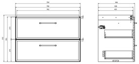 Cersanit S1017-003 - MILLE függesztett mosdószekrény 80x45 cm, fekete