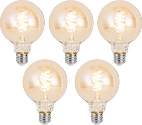 5 darabos okos E27 szabályozható LED izzó G95 borostyán 4.9W 320 lm 2500K Zigbee