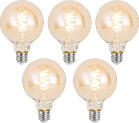5 db Okos E27 Dimmelhető LED Izzó G95 Borostyán 4.9W 320lm 2500K