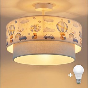 Brilagi-LED Gyermek plafonlámpa BOBO 1xE27/60W/230V átm.40cm krém./kék/maci.