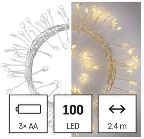 LED Karácsonyi lánc 100xLED/3xAA 2,7m meleg fehér
