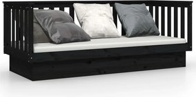 vidaXL fekete tömör fenyőfa kanapéágy 90 x 190 cm
