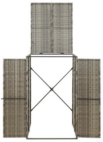 szürke polyrattan kerekes kukatároló fészer 70 x 80 x 117 cm