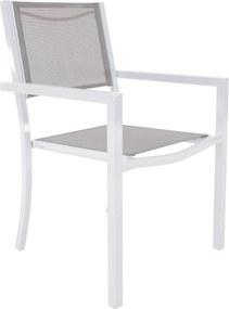 Kerti rakásolható szék, fehér acél/világosszürke, DORIO