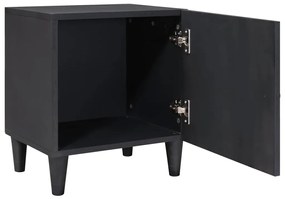 vidaXL Éjjeli szekrény ajtóval Fekete 40 x 33 x 46 cm Tömör Mangófát