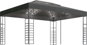 vidaXL antracitszürke pavilon LED fényfüzérrel 3 x 4 m