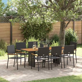 Kert étkező szett 9 pcs Fekete és Barna 190 x 80 x 75 cm
