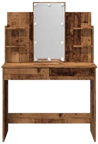 antik fa színű fésülködőasztal LED-del 96x40x142 cm