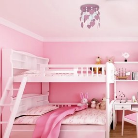 Gyerek mennyezeti lámpa ELZA hearts 3xE27/60W/230V rózsszín