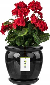 Kerámia kaspó ø28cm talppal Fekete-ezüst